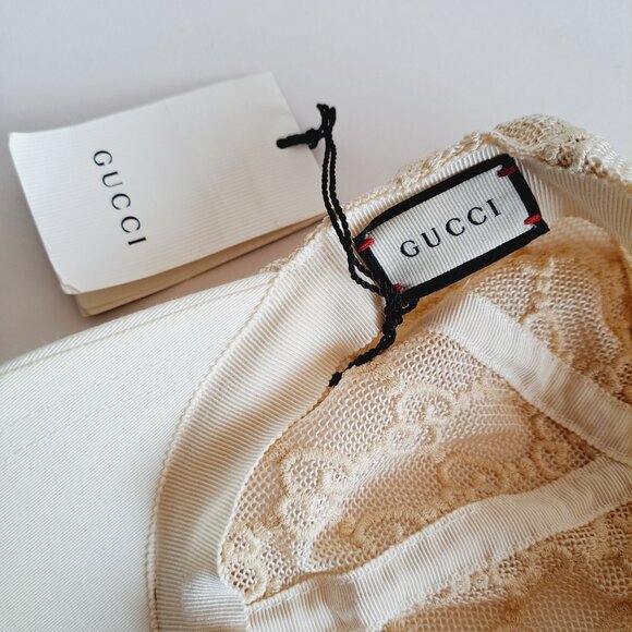 New Gucci Embroidered Mesh GG Monogram Cream Ivory Baseball Cap Size M main image 14